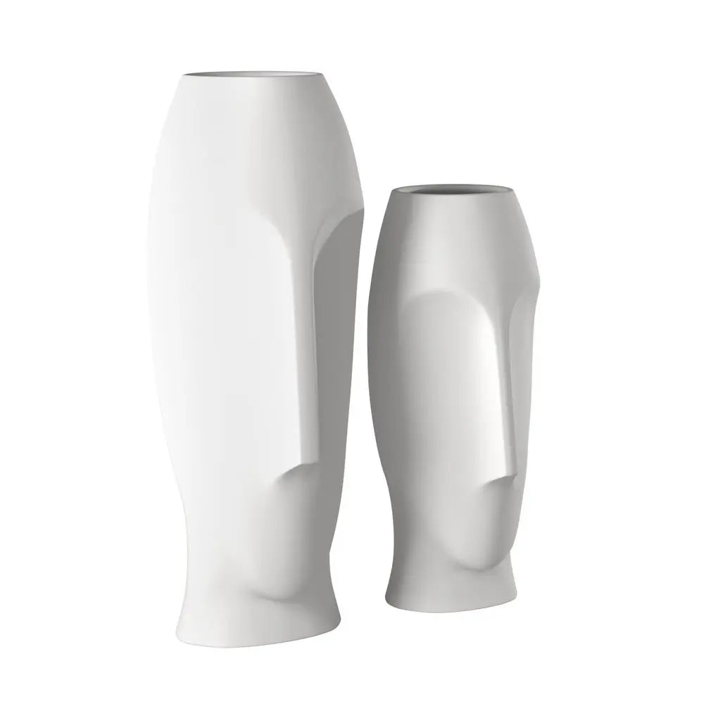 Set of Two Ceramic White Cylinder Table Vases HomeRoots