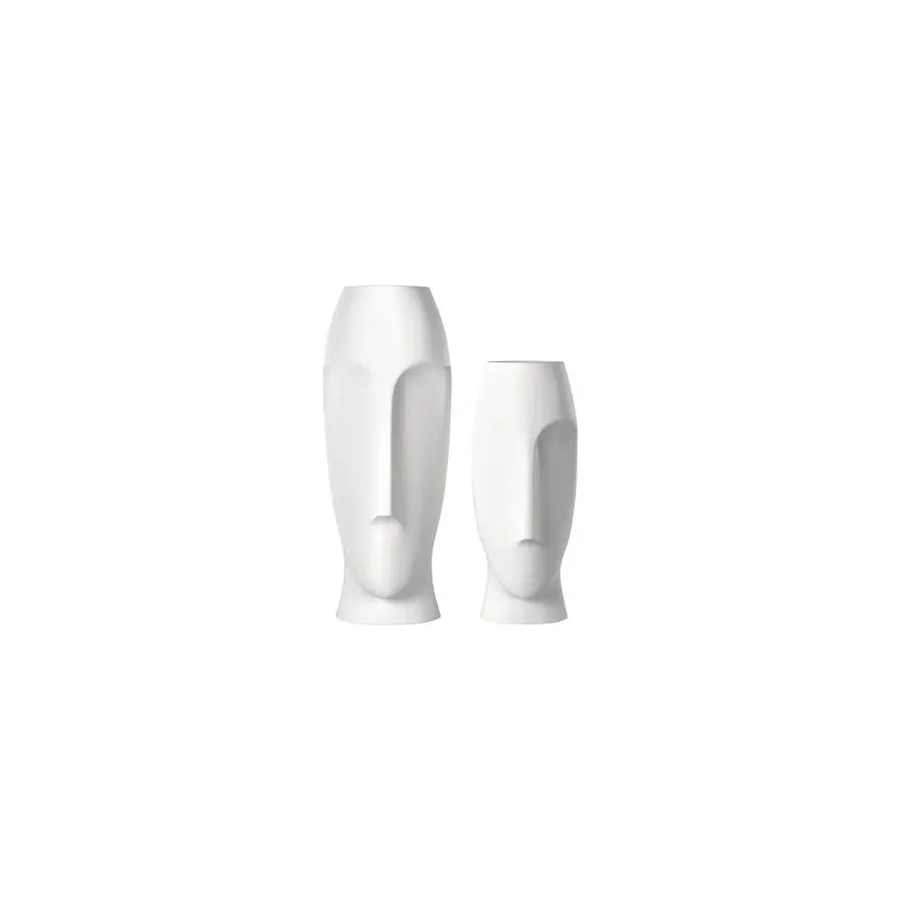 Set of Two Ceramic White Cylinder Table Vases HomeRoots