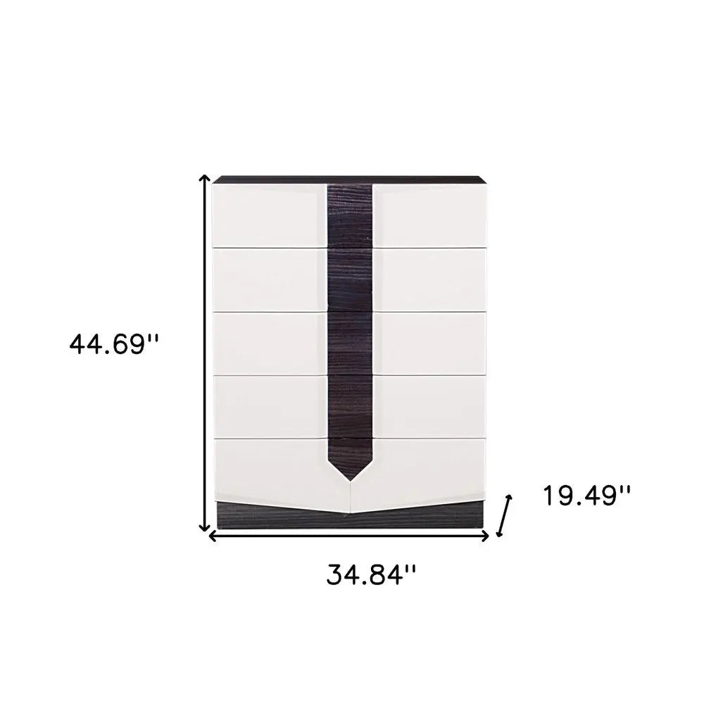 White And Grey Chest With 5 Drawer HomeRoots
