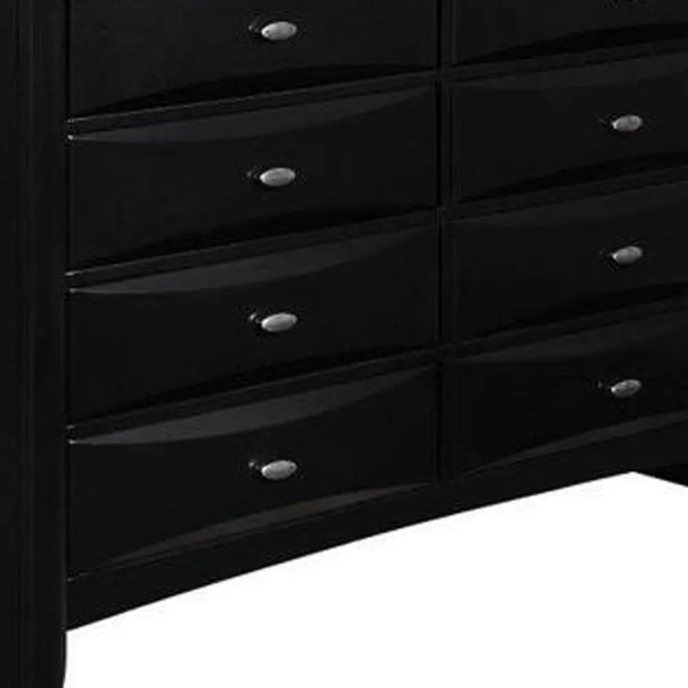 59" Black Solid Wood Mirrored Five Drawer Dresser HomeRoots