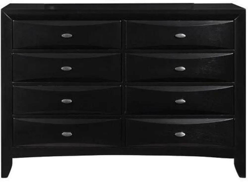 59" Black Solid Wood Mirrored Five Drawer Dresser HomeRoots