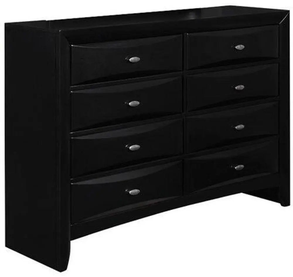 59" Black Solid Wood Mirrored Five Drawer Dresser HomeRoots
