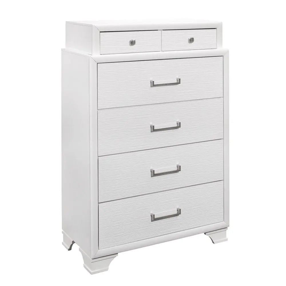 59" White Solid Wood Mirrored Nine Drawer HomeRoots
