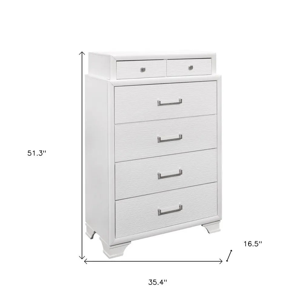 59" White Solid Wood Mirrored Nine Drawer HomeRoots