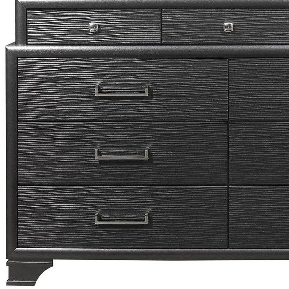 59" Gray Solid Wood Nine Drawer Double Dresser HomeRoots