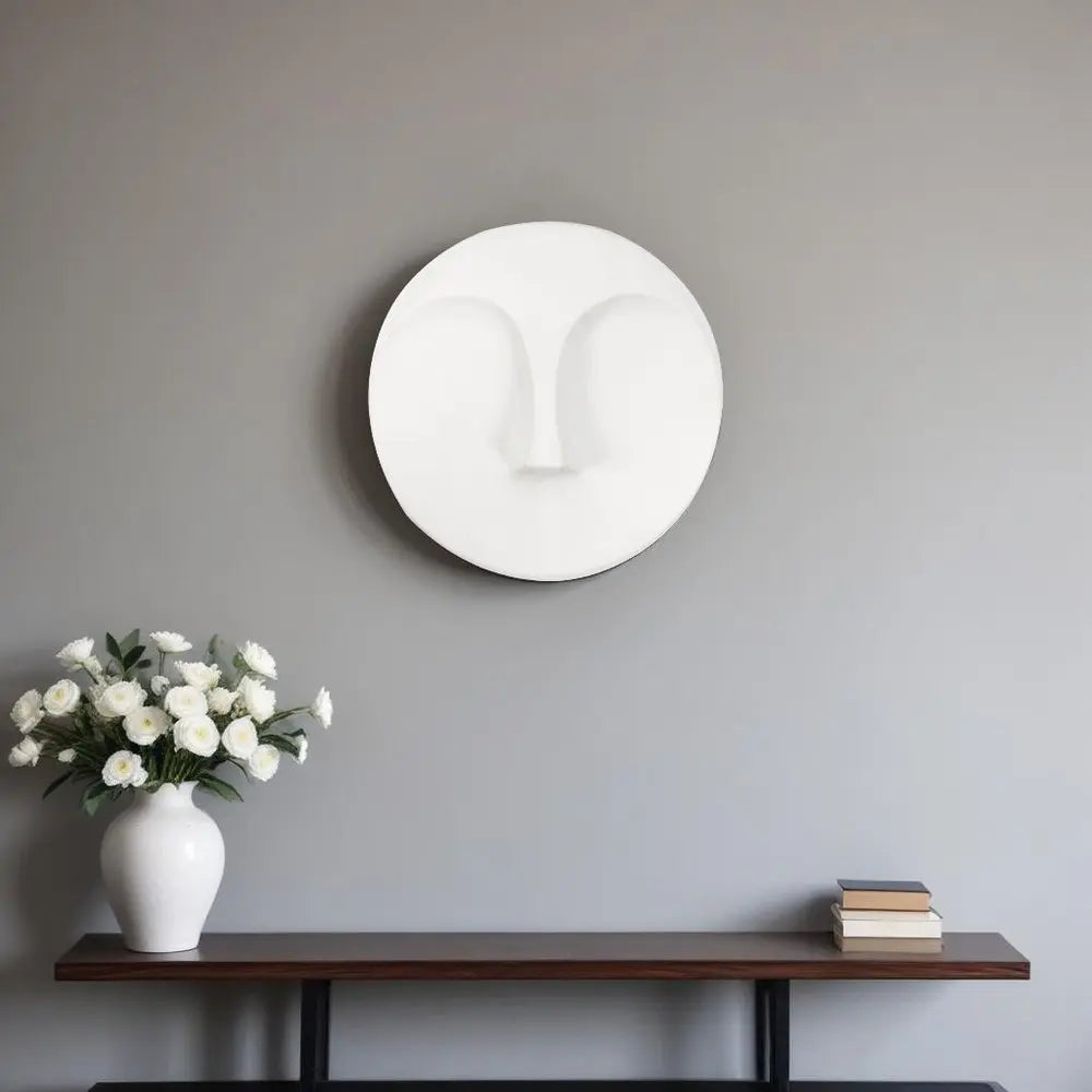 10" White Ceramic Face Round Wall Decor HomeRoots