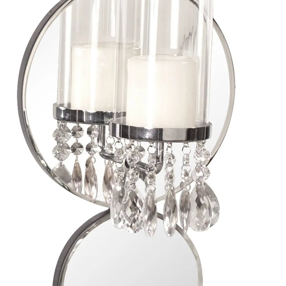 Silver and Clear Modern Bling Mirrored Wall Sconce HomeRoots