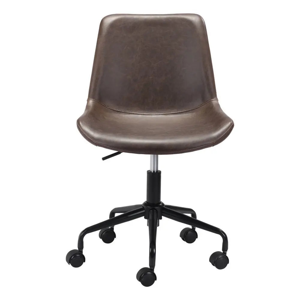 Brown and Black Adjustable Swivel Faux Leather Rolling Office Chair HomeRoots