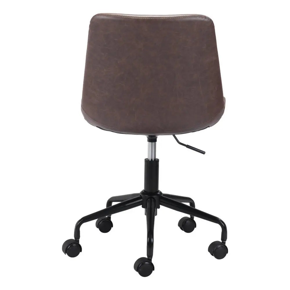 Brown and Black Adjustable Swivel Faux Leather Rolling Office Chair HomeRoots
