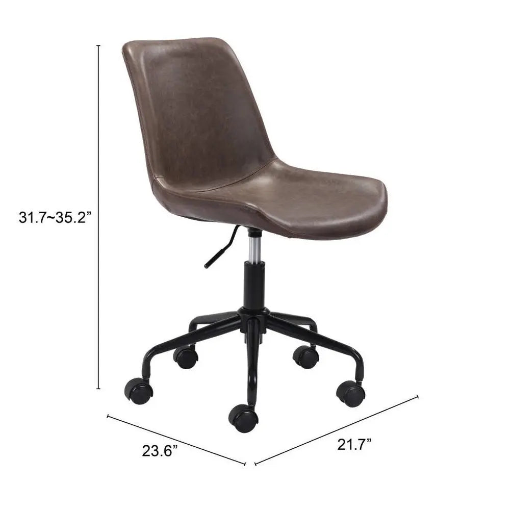 Brown and Black Adjustable Swivel Faux Leather Rolling Office Chair HomeRoots
