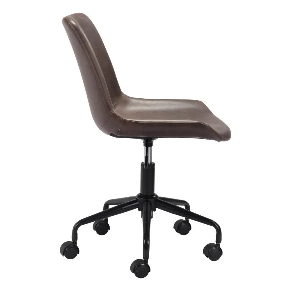 Brown and Black Adjustable Swivel Faux Leather Rolling Office Chair HomeRoots