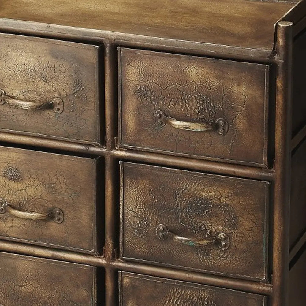 23" Bronze Metal Six Drawer Chest HomeRoots