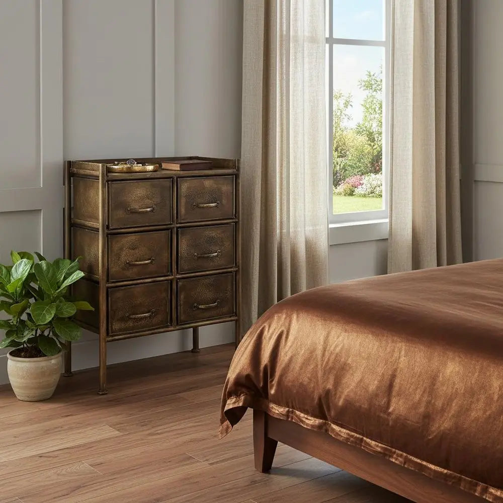 23" Bronze Metal Six Drawer Chest HomeRoots