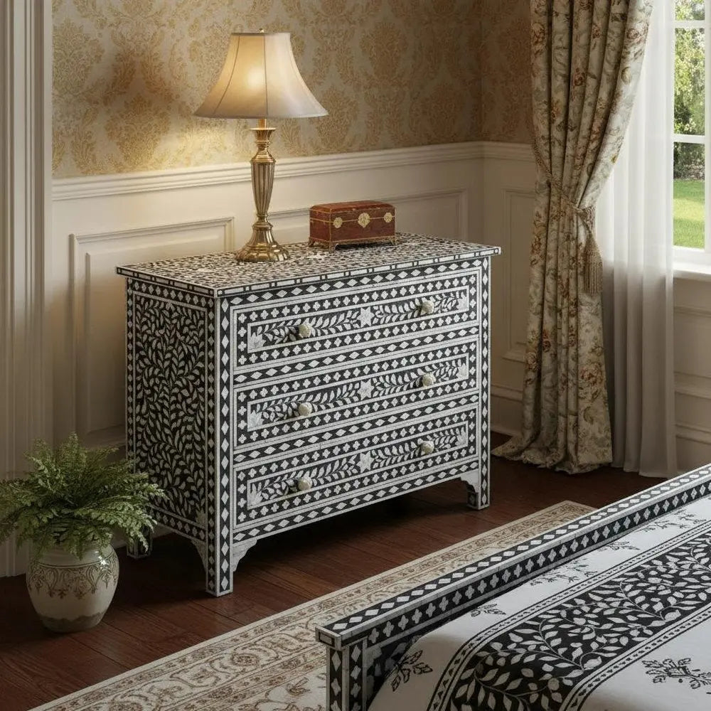 36" Black Manufactured Wood Three Drawer Chest HomeRoots