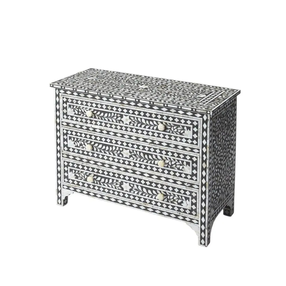 36" Black Manufactured Wood Three Drawer Chest HomeRoots