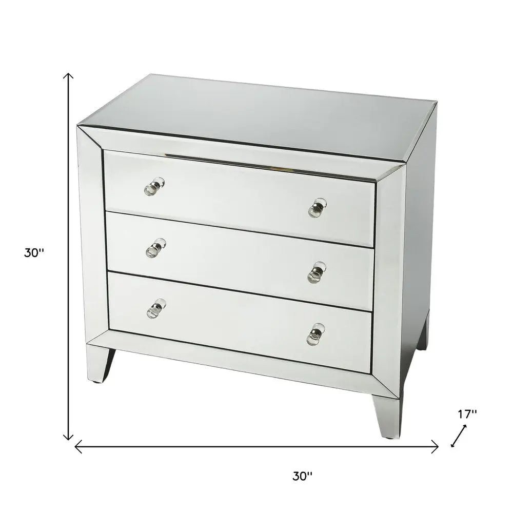 30" Clear Glass Three Drawer Chest HomeRoots