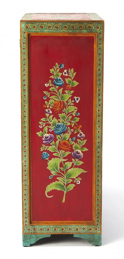 21" Blue and Green Solid Wood Seven Drawer Standard Chest HomeRoots