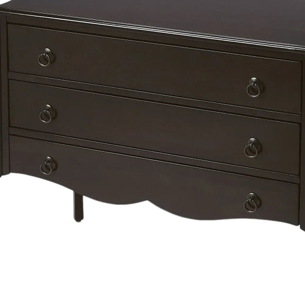 34" Dark Brown Solid Wood Three Drawer Dresser HomeRoots