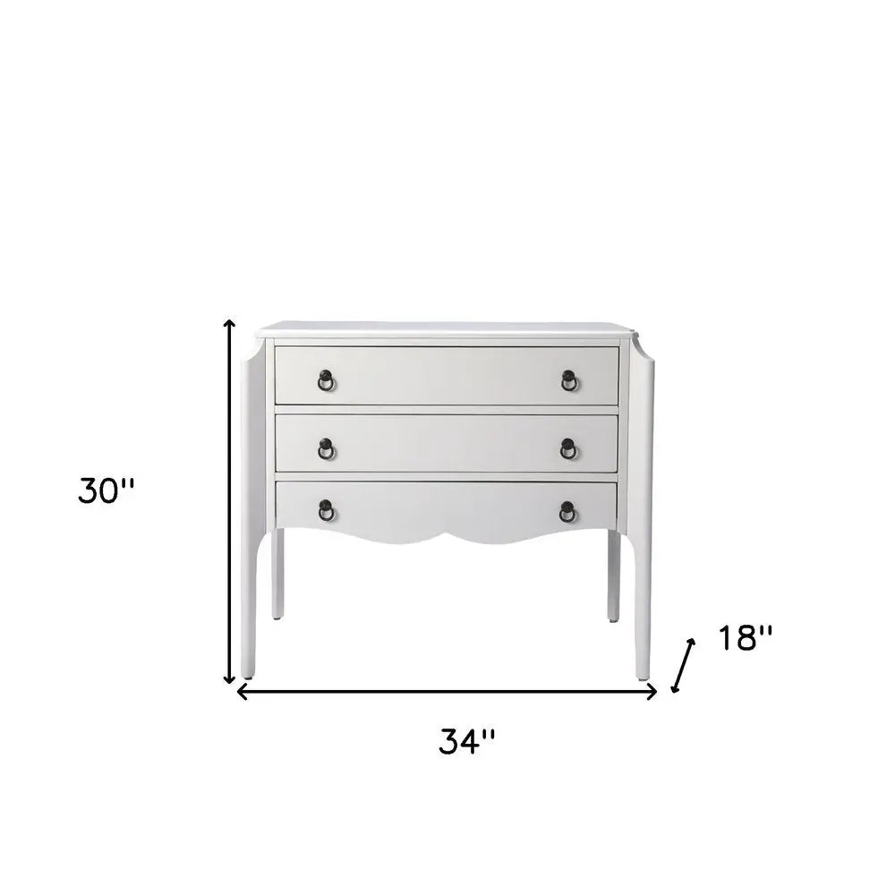 34" White Solid and Manufactured Wood Three Drawer Standard Chest HomeRoots