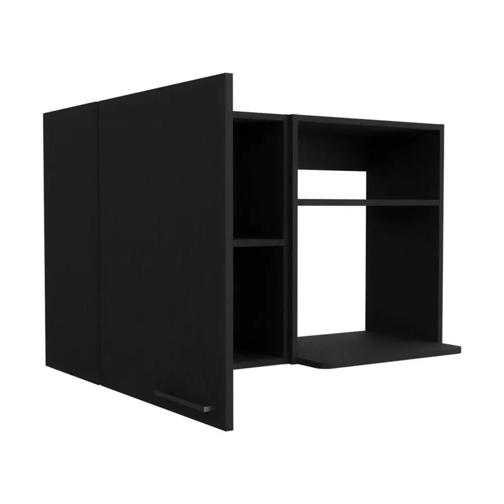 39" Black Wood Wall Mounted Accent Cabinet With Single Door - NOBLE HOME INTERIORS