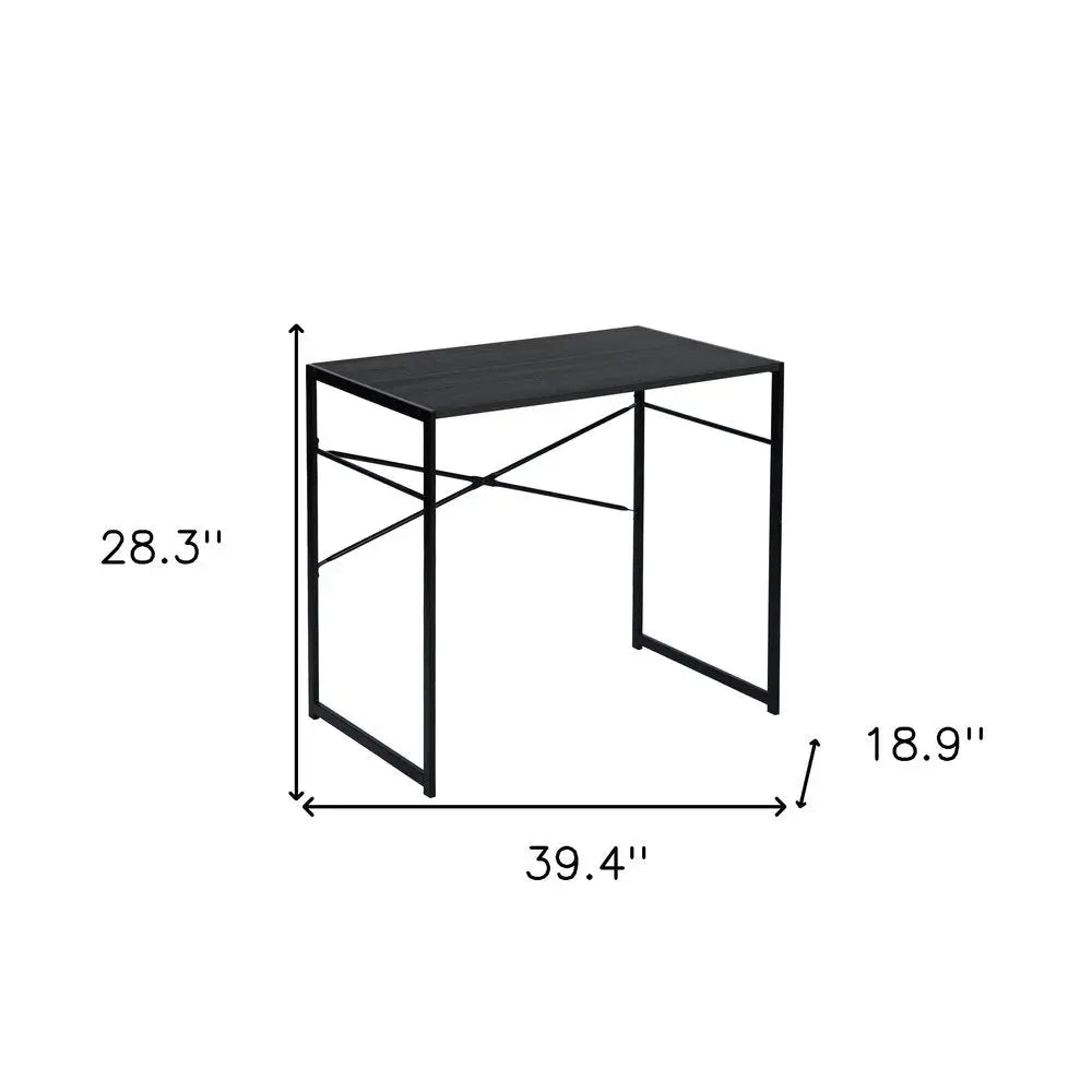 39" Brown and Black Wood and Metal H - Shape Computer Desk - NOBLE HOME INTERIORS