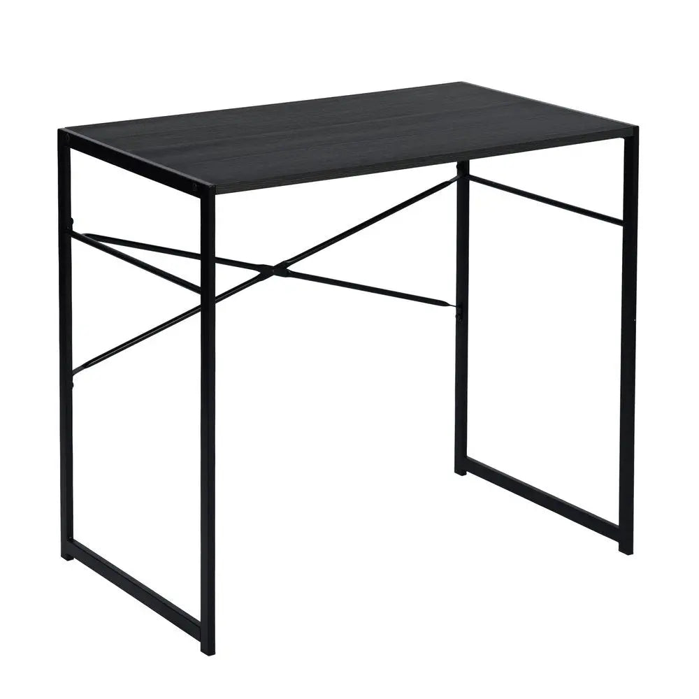 39" Brown and Black Wood and Metal H - Shape Computer Desk - NOBLE HOME INTERIORS