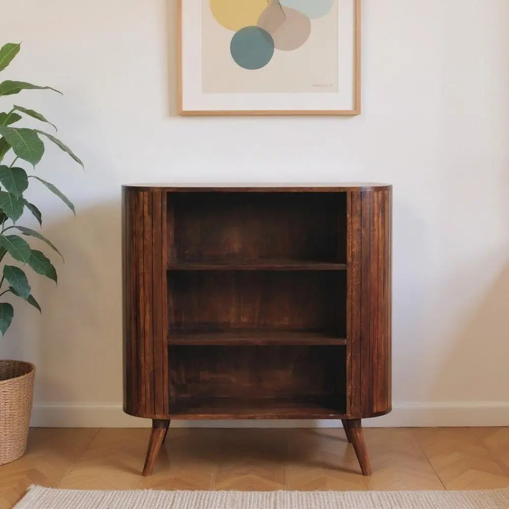 39" Chestnut Solid Wood Three Tier Bookcase - NOBLE HOME INTERIORS
