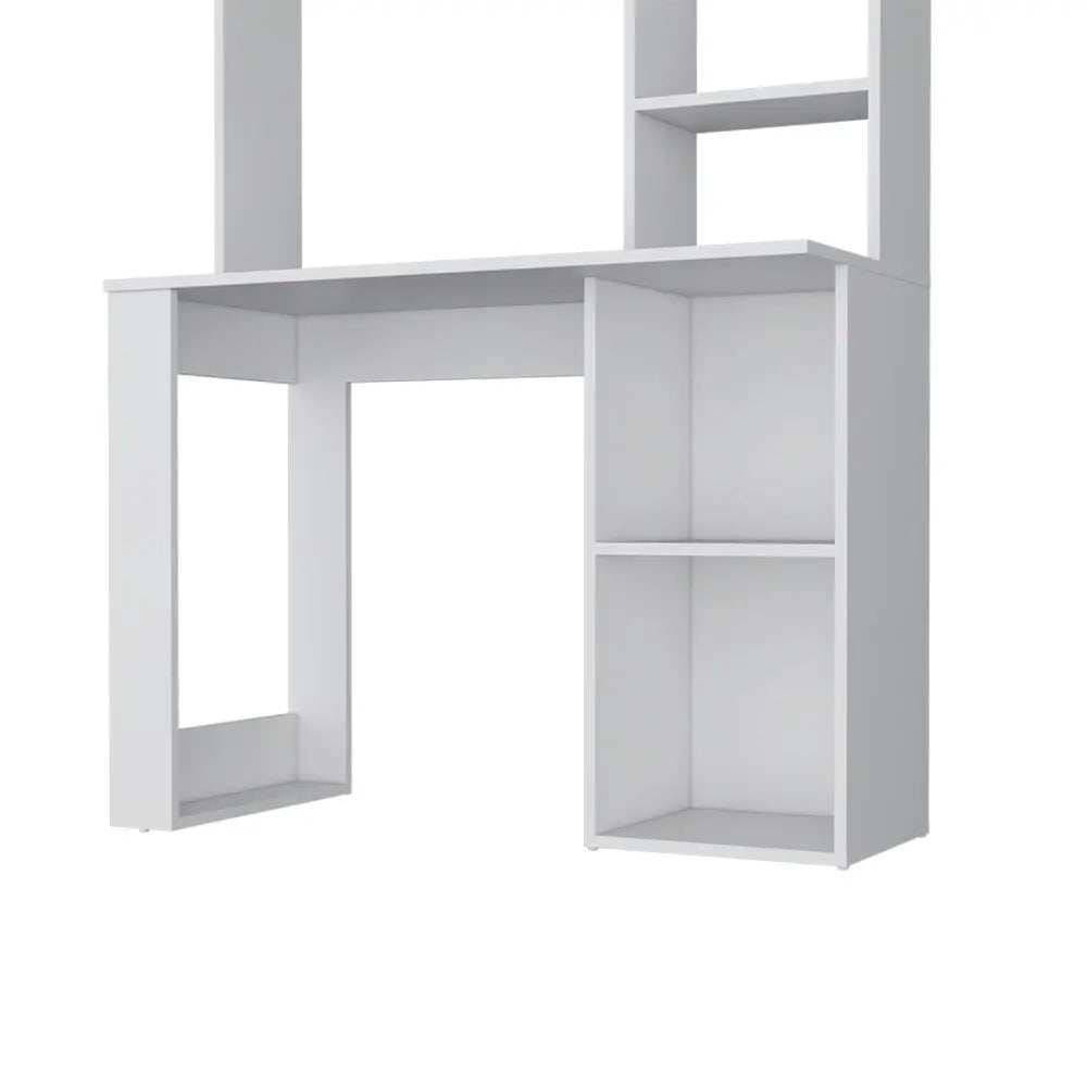 39" White Wood Computer Desk With Hutch - NOBLE HOME INTERIORS