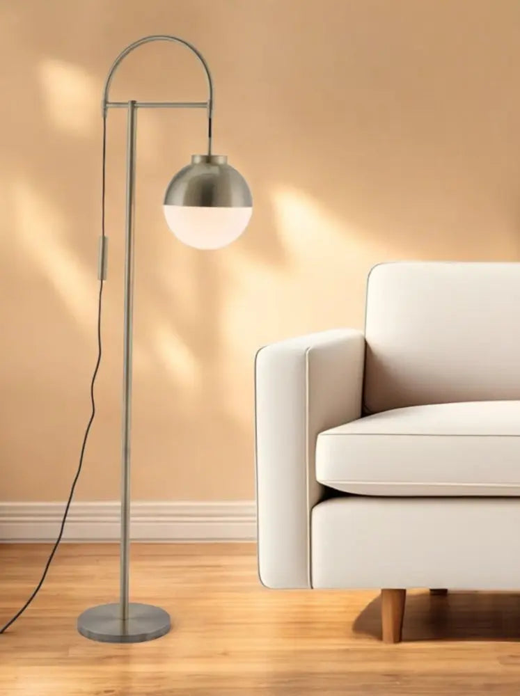 69" Bronze Steel Floor Lamp With Bronze Steel Globe Shade HomeRoots