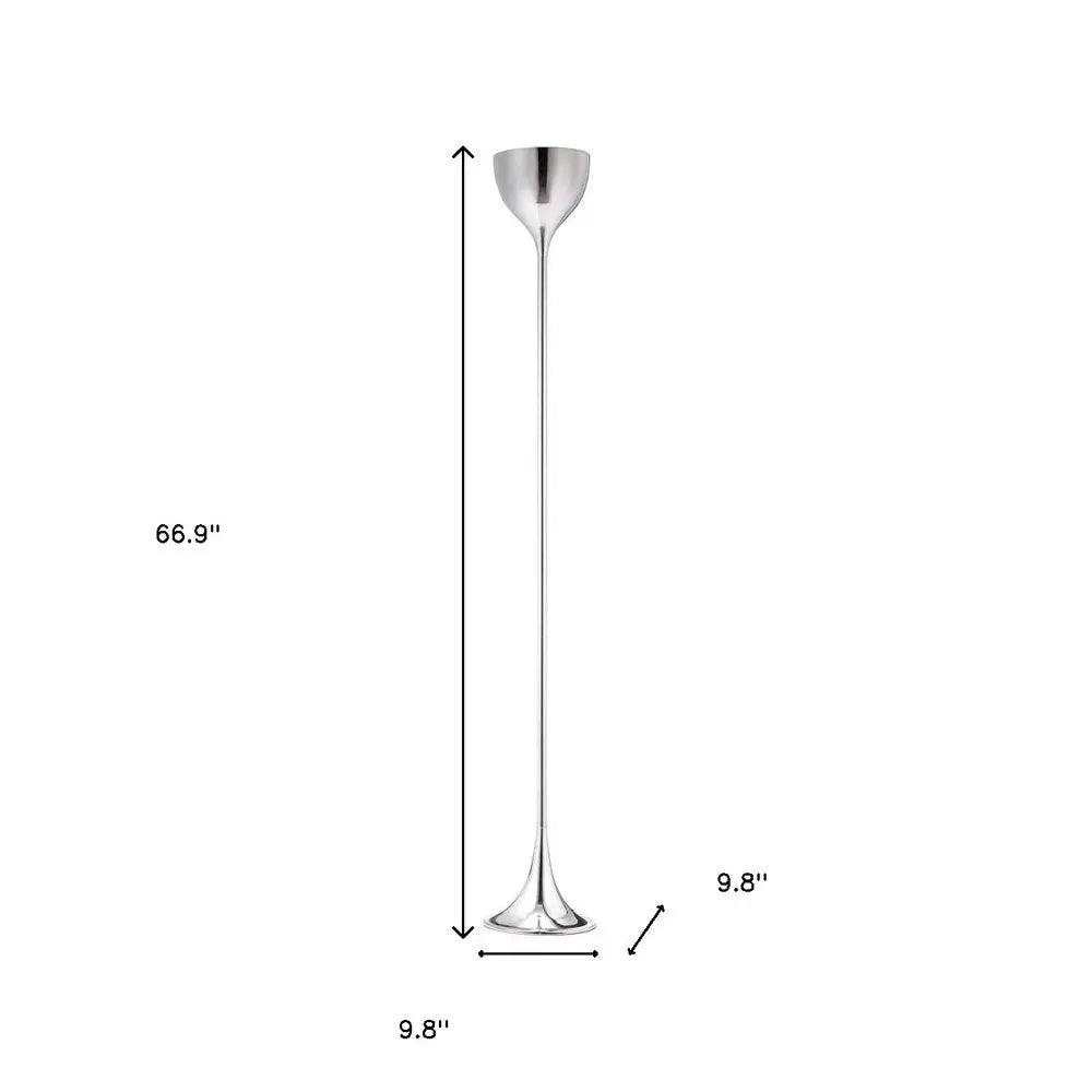 67" Steel Floor Lamp With Silver Steel Bell Shade HomeRoots