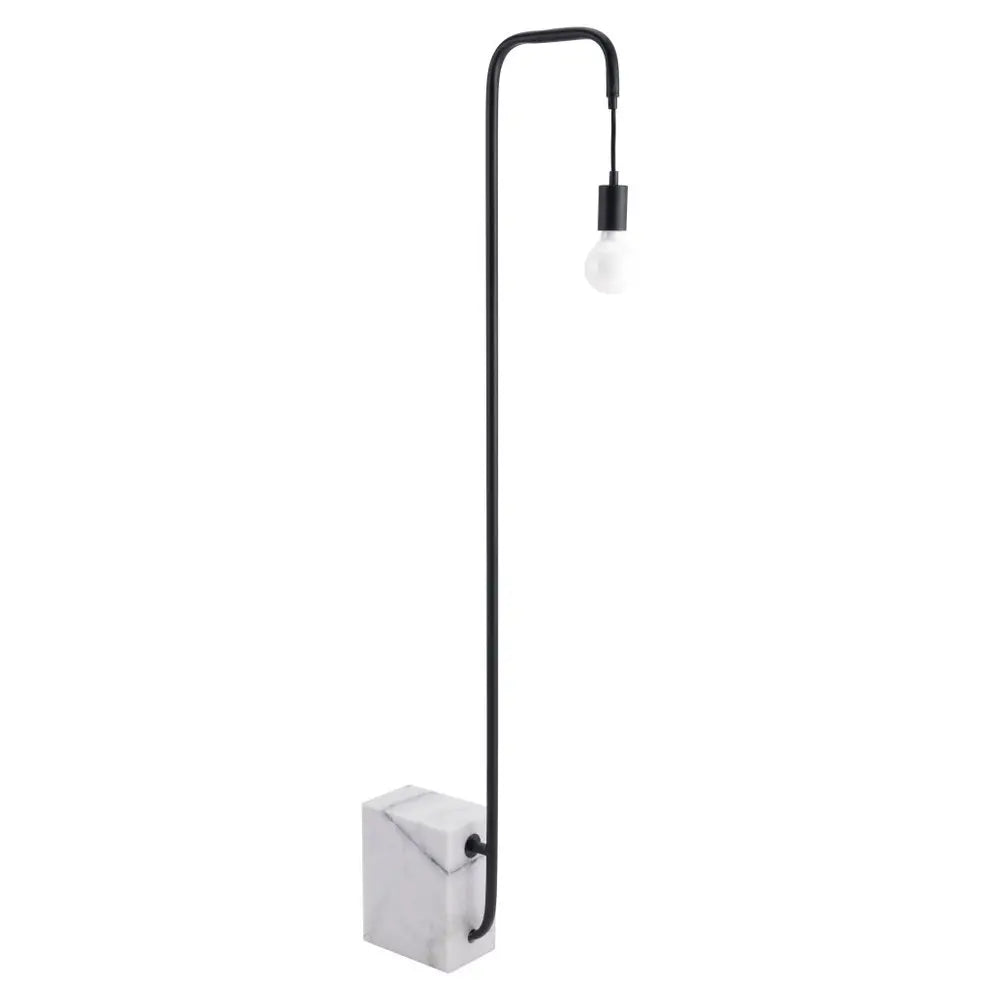 59" Black And White Marble And Steel LED Floor Lamp HomeRoots