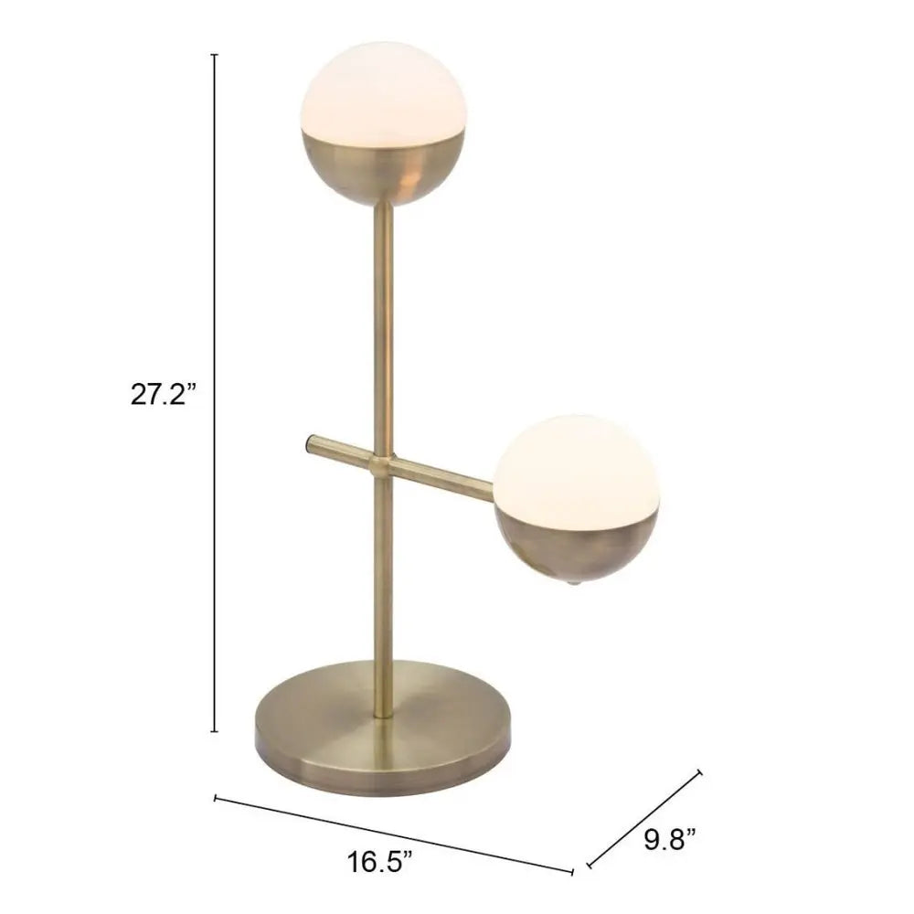 69" Brass Metal Bedside Table Lamp With Off White Globe Shade HomeRoots
