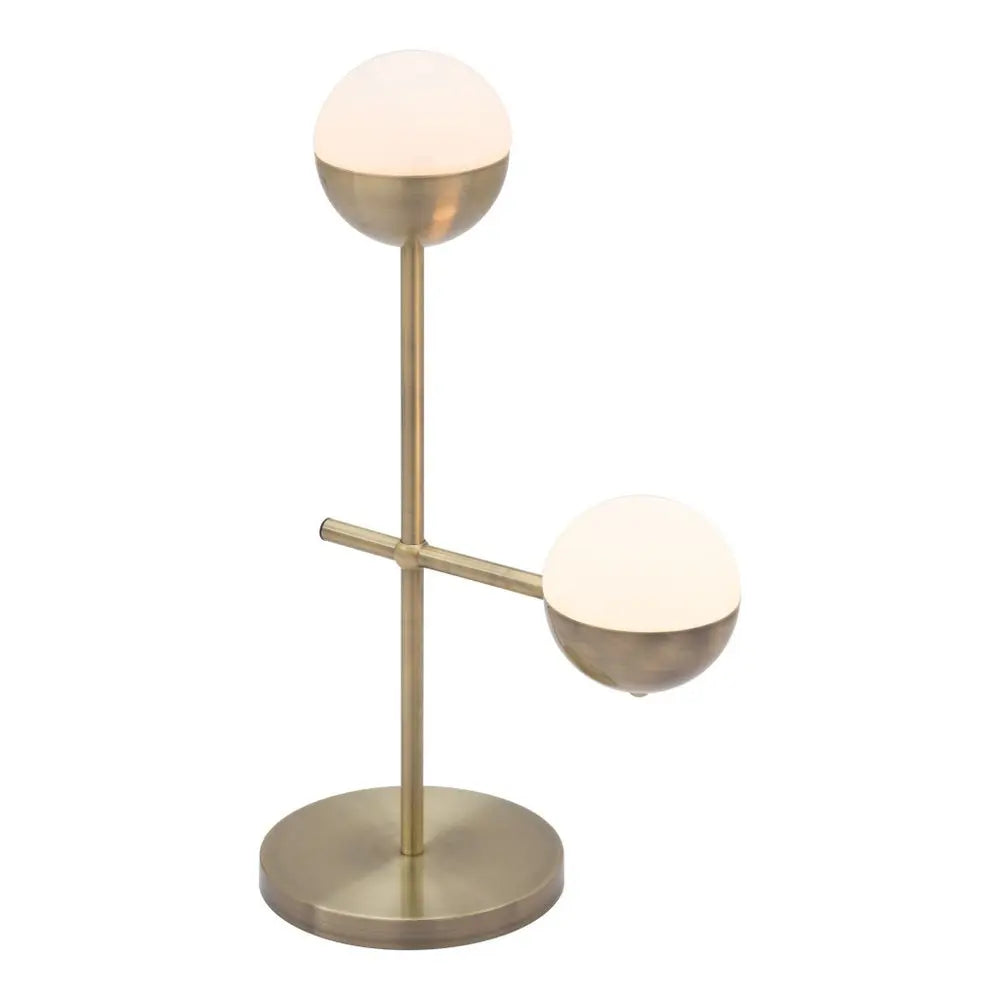 69" Brass Metal Bedside Table Lamp With Off White Globe Shade HomeRoots