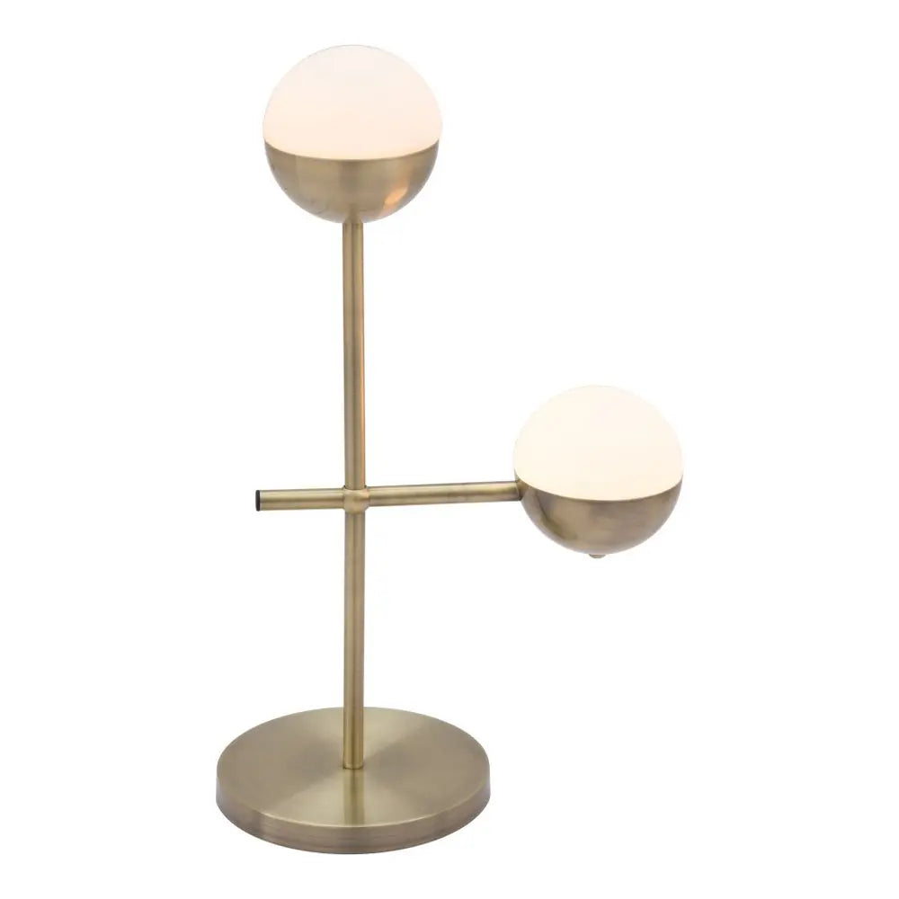 69" Brass Metal Bedside Table Lamp With Off White Globe Shade HomeRoots