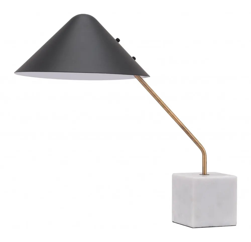 52" White Metal Bedside Table Lamp With Black Cone Shade HomeRoots