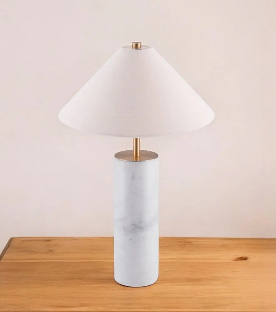 55" White Metal Bedside Table Lamp With Beige Empire Shade HomeRoots