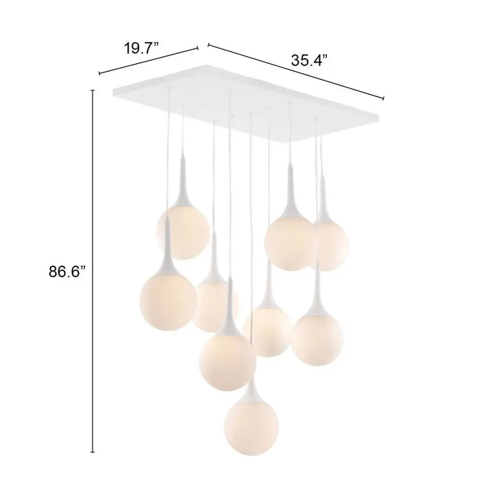 White Shaded Nine Light Metal Dimmable Ceiling Light HomeRoots