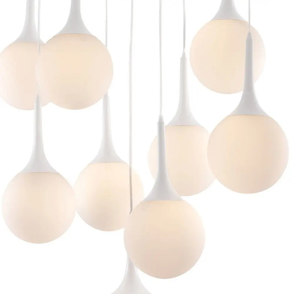 White Shaded Nine Light Metal Dimmable Ceiling Light HomeRoots