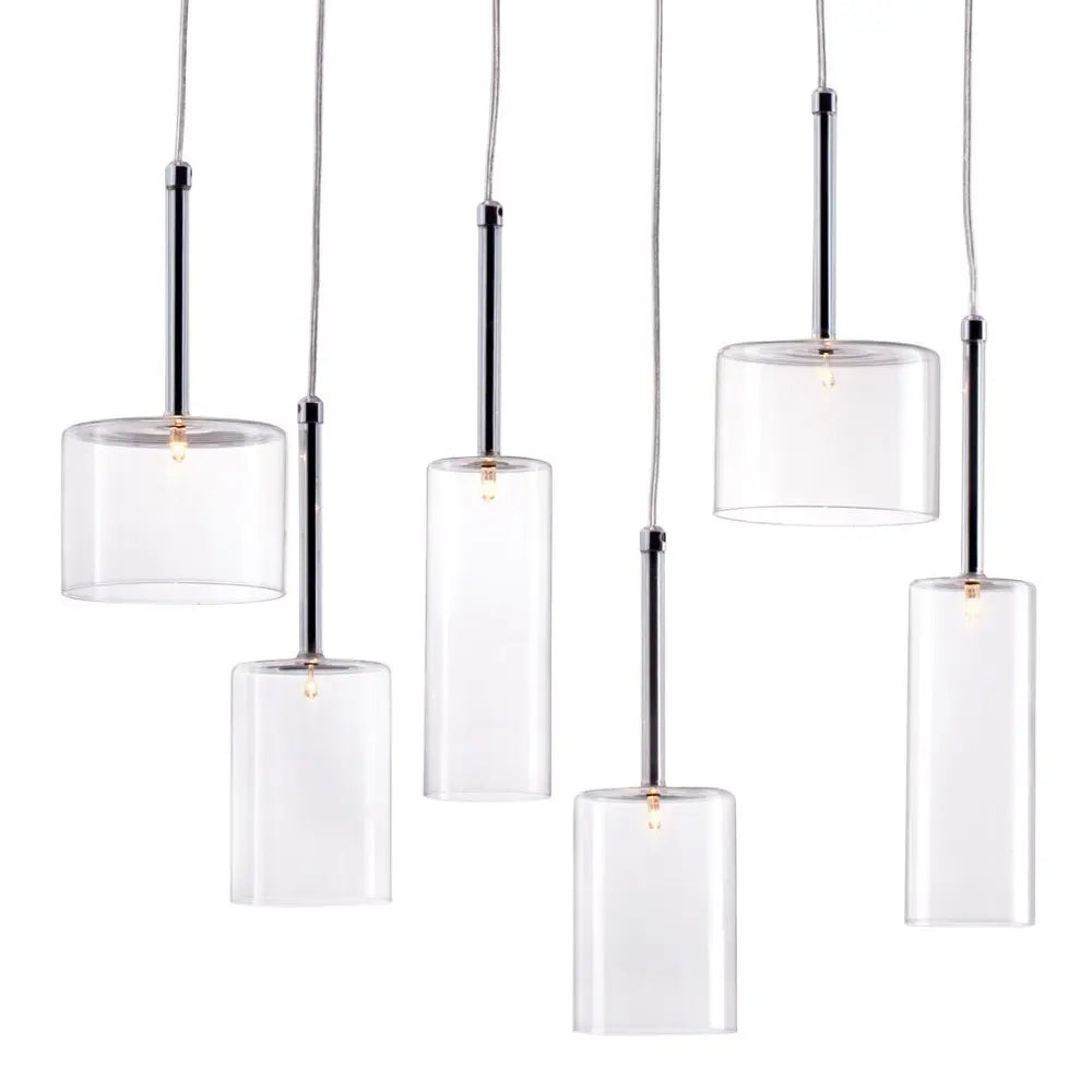 Silver Kitchen Island Six Light Metal LED Ceiling Light With Shades HomeRoots