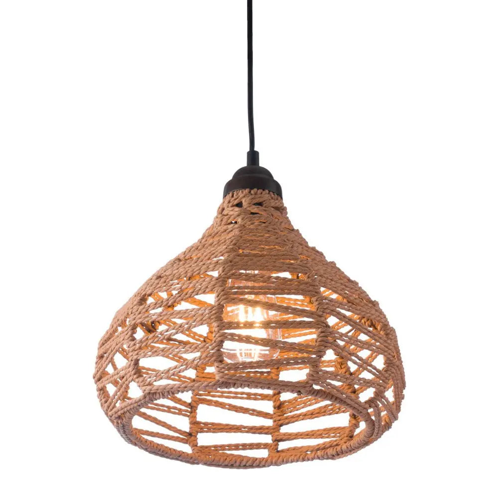 Natural Lantern Metal Dimmable Ceiling Light With Natural Shades HomeRoots