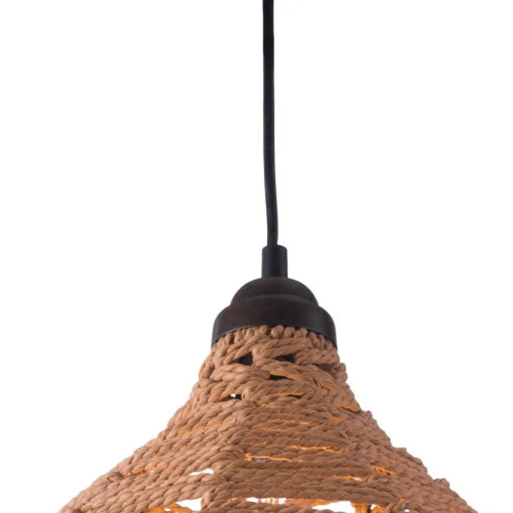 Natural Lantern Metal Dimmable Ceiling Light With Natural Shades HomeRoots