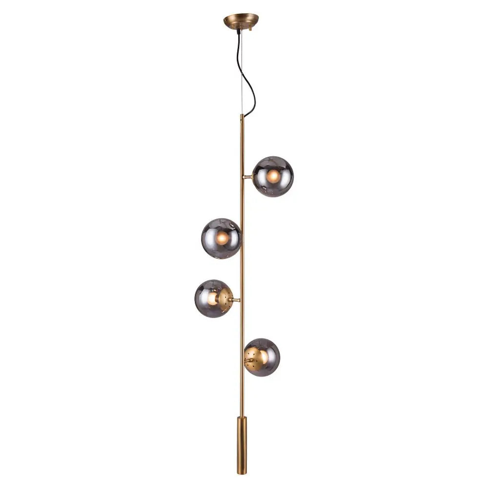 Gold Shaded Four Light Metal Dimmable Ceiling Light With Clear Shades HomeRoots