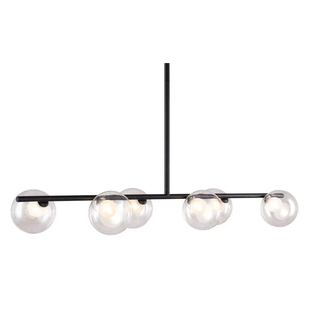 Black Kitchen Island Six Light Metal Ceiling Light HomeRoots