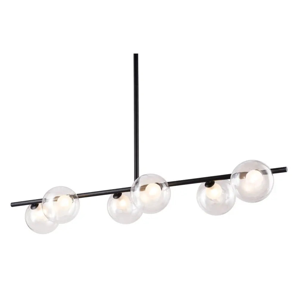 Black Kitchen Island Six Light Metal Ceiling Light HomeRoots