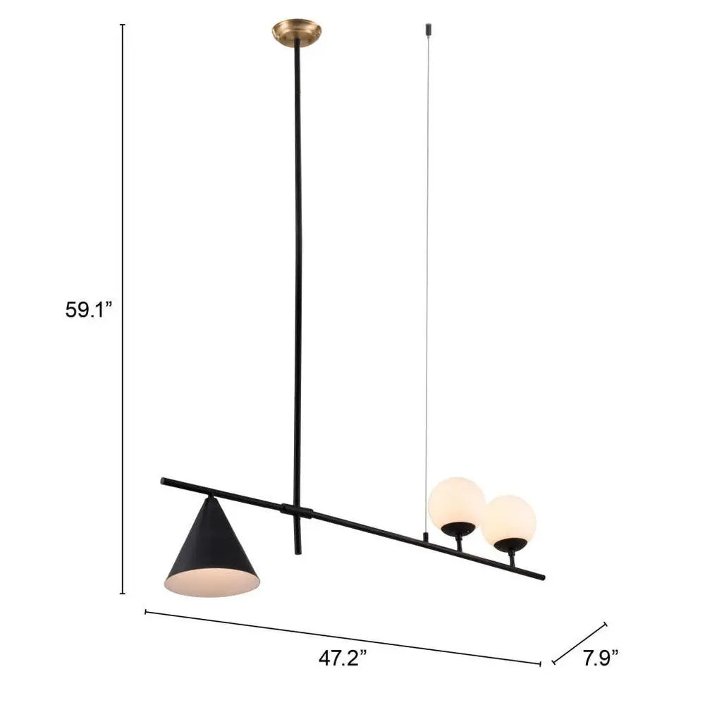 Black Kitchen Island Three Light Metal Chandelier With Black and White Shades HomeRoots