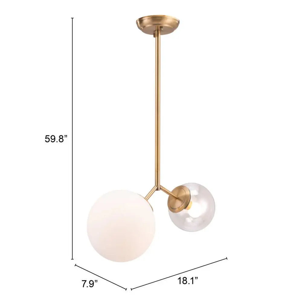 Gold Shaded Two Light Metal Dimmable Ceiling Light With White Shades HomeRoots