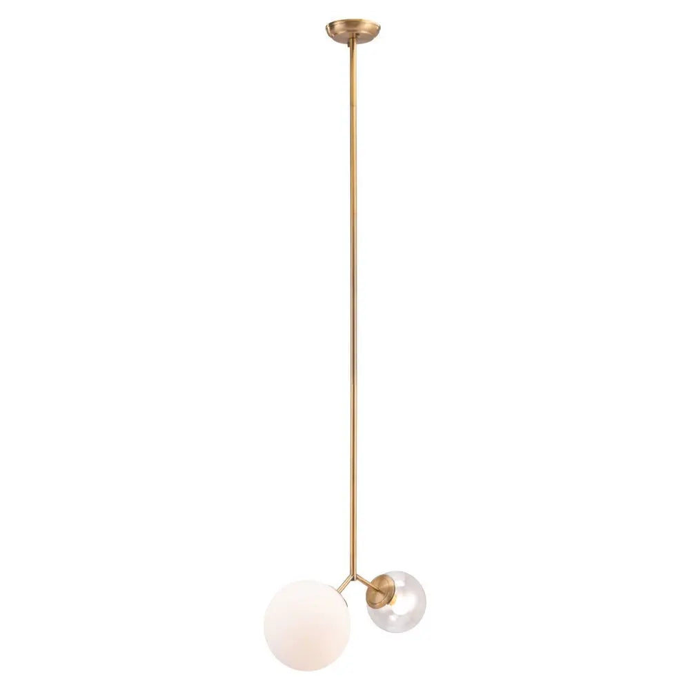 Gold Shaded Two Light Metal Dimmable Ceiling Light With White Shades HomeRoots