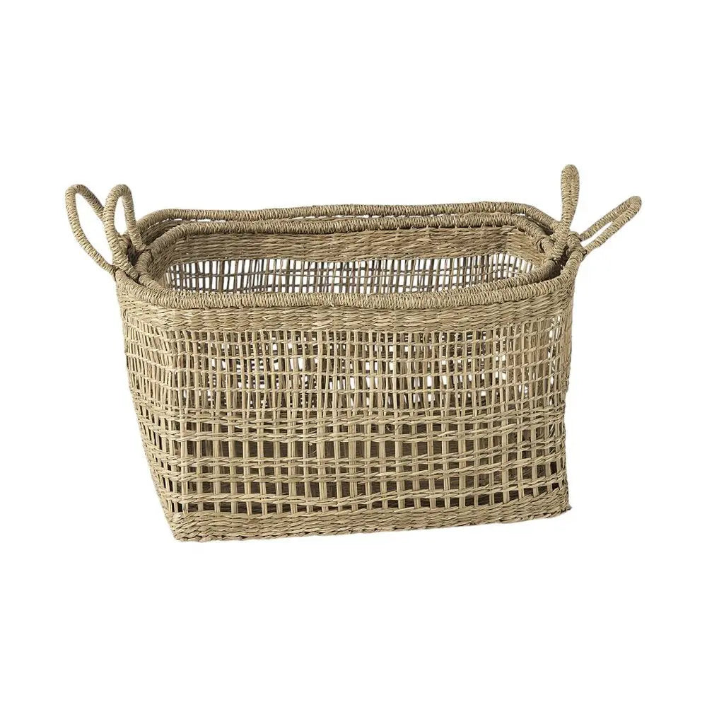 Set of Two Brown Wicker Basket HomeRoots