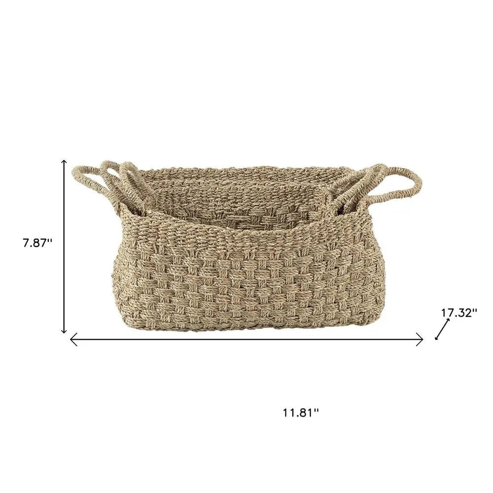 Set of Three Natural Wicker Basket HomeRoots