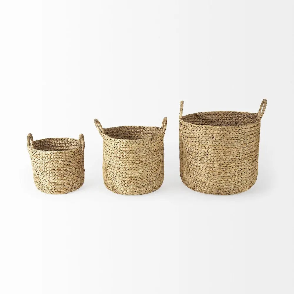 Set of Three Brown Wicker Basket HomeRoots
